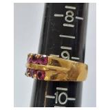 Sterling Silver Gold-Tone Ring with Pink Stones