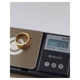 Sterling Silver Gold-Tone Ring with Pink Stones