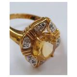 Citrine Ring Gold Plated 925 Silver 6.28g