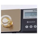 Citrine Ring Gold Plated 925 Silver 6.28g