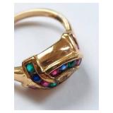 Gold Over Sterling Silver Ring Ruby Sapphire Emerald