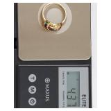 Gold Over Sterling Silver Ring Ruby Sapphire Emerald