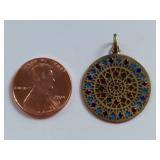 Plique-Ã -jour Enamel Pendant with Filigree Design