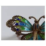 Vintage 800 Silver Enamel Butterfly Brooch