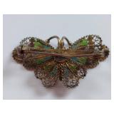 Vintage 800 Silver Enamel Butterfly Brooch