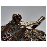 Vintage 800 Silver Enamel Butterfly Brooch