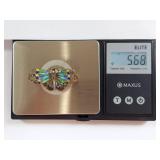 Vintage 800 Silver Enamel Butterfly Brooch