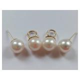 14K Gold Cultured Pearl Earrings & Charms Set