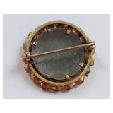 Vintage Gold Locket Necklace and Brooch Set