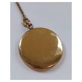 Vintage Gold Locket Necklace and Brooch Set