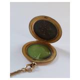 Vintage Gold Locket Necklace and Brooch Set