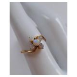 Vintage 18K HGE Gold Electroplate Opal Cluster Ring