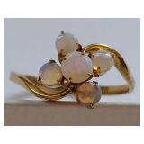 Vintage 18K HGE Gold Electroplate Opal Cluster Ring