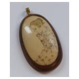 Vintage Wooden Prayer Pendant & Cross Earrings Set