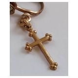 Vintage Wooden Prayer Pendant & Cross Earrings Set