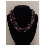 Multi Strand Sterling & Amethyst Citrine Necklace Elegant