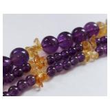 Multi Strand Sterling & Amethyst Citrine Necklace Elegant