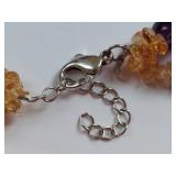 Multi Strand Sterling & Amethyst Citrine Necklace Elegant