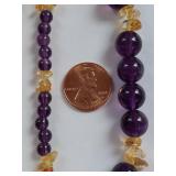 Multi Strand Sterling & Amethyst Citrine Necklace Elegant