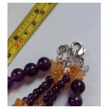 Multi Strand Sterling & Amethyst Citrine Necklace Elegant