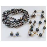 Elegant Black Pearl Jewelry Set