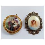 Vintage Cameo Brooch Necklace Locket Set