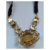 Vintage Cameo Brooch Necklace Locket Set