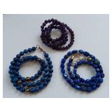 Gemstone Bracelet and Necklace Assortment Lot - Lapis, Sterling, Amethyst