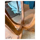 Vintage Round Wood Side Table with Curved Legs