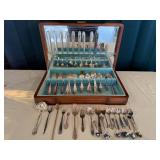Vintage Silver Plated Flatware Set with Wooden Case