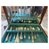 Vintage Silver Plated Flatware Set with Wooden Case