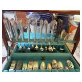 Vintage Silver Plated Flatware Set with Wooden Case