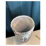 Tall Decorative Glass Vase with Swirling Multicolor Design