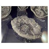 Set of 5 Cut Crystal Tableware Pieces with Intricate Starburst Design