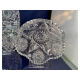 Set of 5 Cut Crystal Tableware Pieces with Intricate Starburst Design