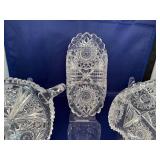 Set of 5 Cut Crystal Tableware Pieces with Intricate Starburst Design