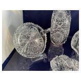 Set of 5 Cut Crystal Tableware Pieces with Intricate Starburst Design