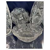 Set of 4 Cut Glass Serving Dishes with Intricate Design