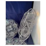 Set of 4 Cut Glass Serving Dishes with Intricate Design