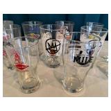 Collection of 13 Assorted Brewery and Sports Logo Pint Glasses