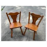 Pair of Vintage Wooden Children