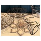 Set of 5 Decorative Wrought Iron Baskets and Wall Decor Pieces