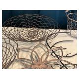 Set of 5 Decorative Wrought Iron Baskets and Wall Decor Pieces