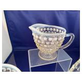 Set of Vintage Hobnail Glass Creamer, Sugar Bowl, and Plate