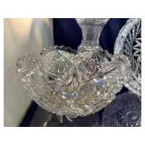 Set of 3 Elegant Cut Crystal Bowls and Vase
