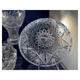 Set of 3 Elegant Cut Crystal Bowls and Vase