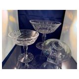 Crystal Stemmed Serving Coupes and Small Bowl