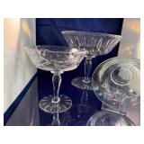 Crystal Stemmed Serving Coupes and Small Bowl