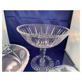 Crystal Stemmed Serving Coupes and Small Bowl