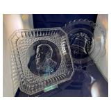 Pair of 1776-1876 Centennial Glass Plates with Liberty Bell and Civil War Design